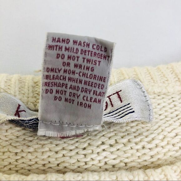 KAREN SCOTT🧶Beaded Sequin Long Sleeve Sweater Scoop Neck🧶Cream White Flowers - Picture 11 of 12